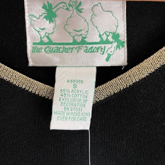 Quacker Factory Women Black Tunic Top Sz S Holiday Christmas Party Sequins Beads - Picture 8 of 11